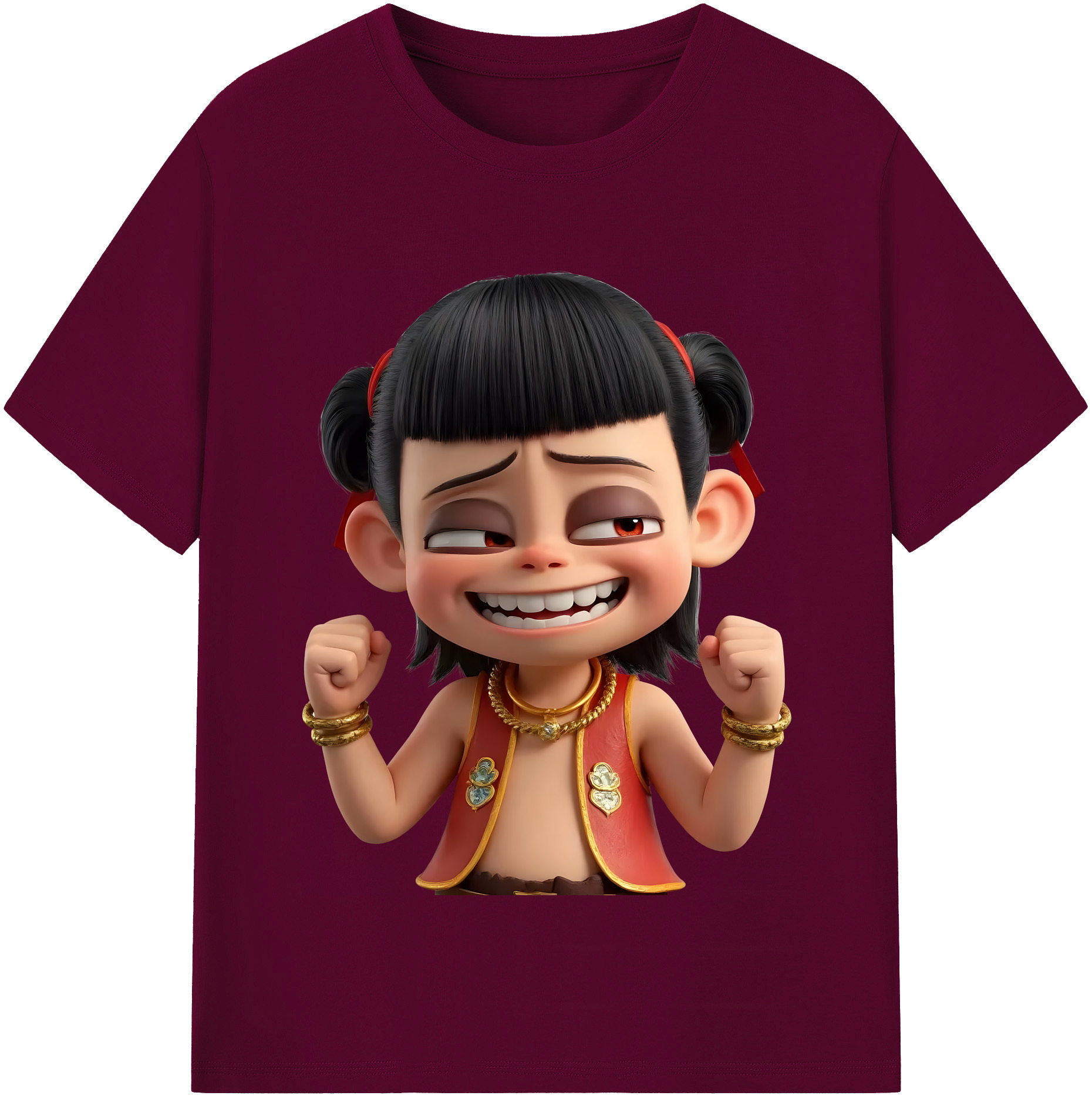 （画像用） Ne Zha 2 ナタ 魔童の大暴れ レディースカジュアルプリントTシャツ（綿100％）
